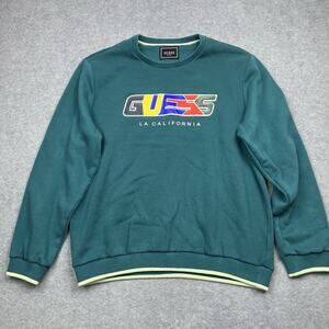 Guess Men's Crewneck Sweatshirt XL Long Sleeve Pullover Fleece Green